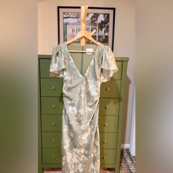 Reformation Sage Green Floral Midi Dress - Picture 7 of 16